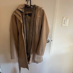 Tan Parka/Trench Jacket with Fleece Lining